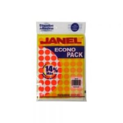 ETIQUETA ADHESIVA JANEL ECONOPACK 0019 PAQUETE CON 560 PIEZAS NARANJA REDONDA 19 MILIMETROS