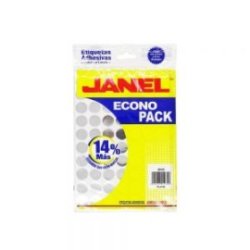 ETIQUETA ADHESIVA JANEL ECONOPACK 0019 PAQUETE CON 560 PIEZAS PLATA REDONDA 19 MILIMETROS