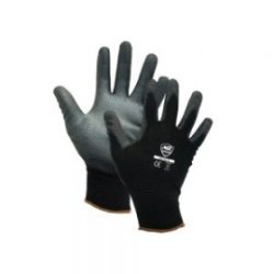 GUANTE DE NYLON MR SEGURIDAD SG1012 NEGRO CON PALMA DE POLIURETANO TALLA 8