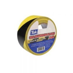 CINTA ADHESIVA DELIMITADORA TUK 340 AMARILLO CON NEGRO 48 MILIMETROS X 33 METROS